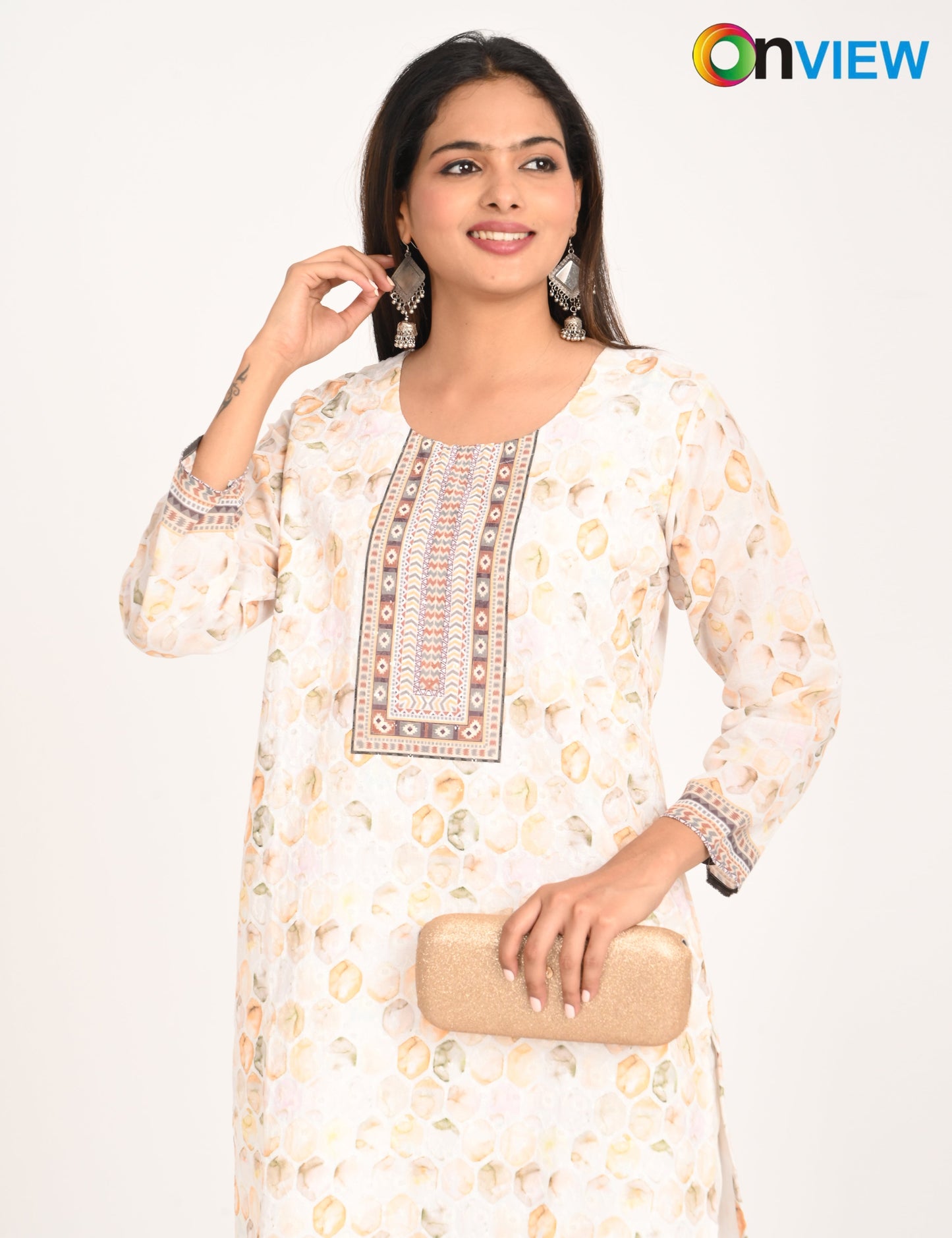 ONVIEW | 1129 | COTTON CHIKANKARI WORK WITH DIGITAL PRINT