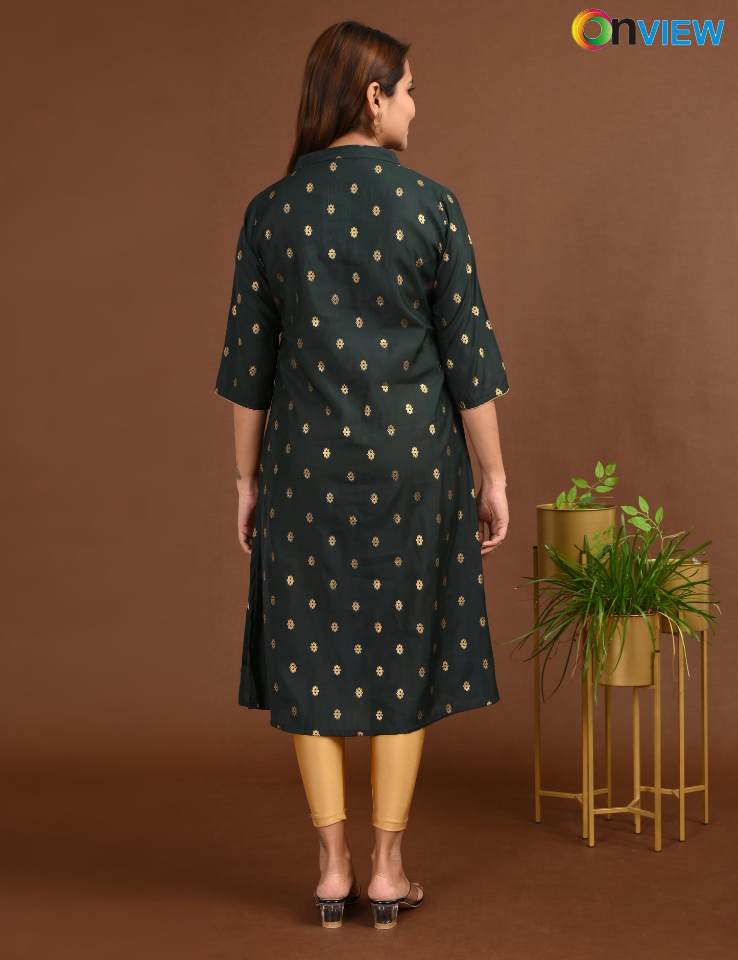 ONVIEW | 1758 | SILK A LINE SIDE OPEN WITH EMBROIDERY