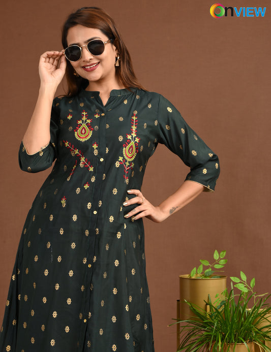 ONVIEW | 1758 | SILK A LINE SIDE OPEN WITH EMBROIDERY