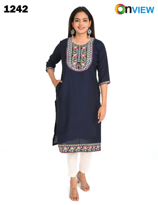ONVIEW | 1242 | BOUTIQUE WORK SIDE OPEN KURTIS - (DARK BLUE)