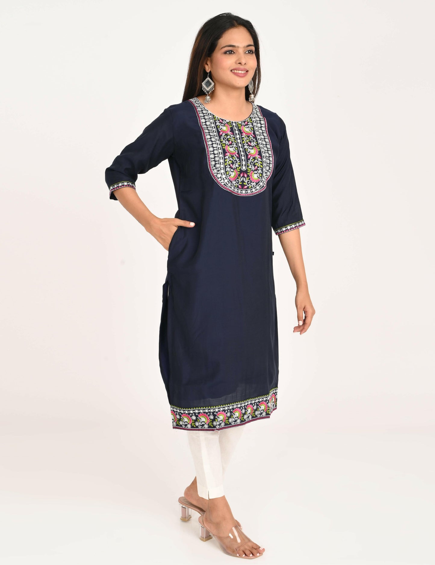 ONVIEW | 1242 | BOUTIQUE WORK SIDE OPEN KURTIS - (DARK BLUE)