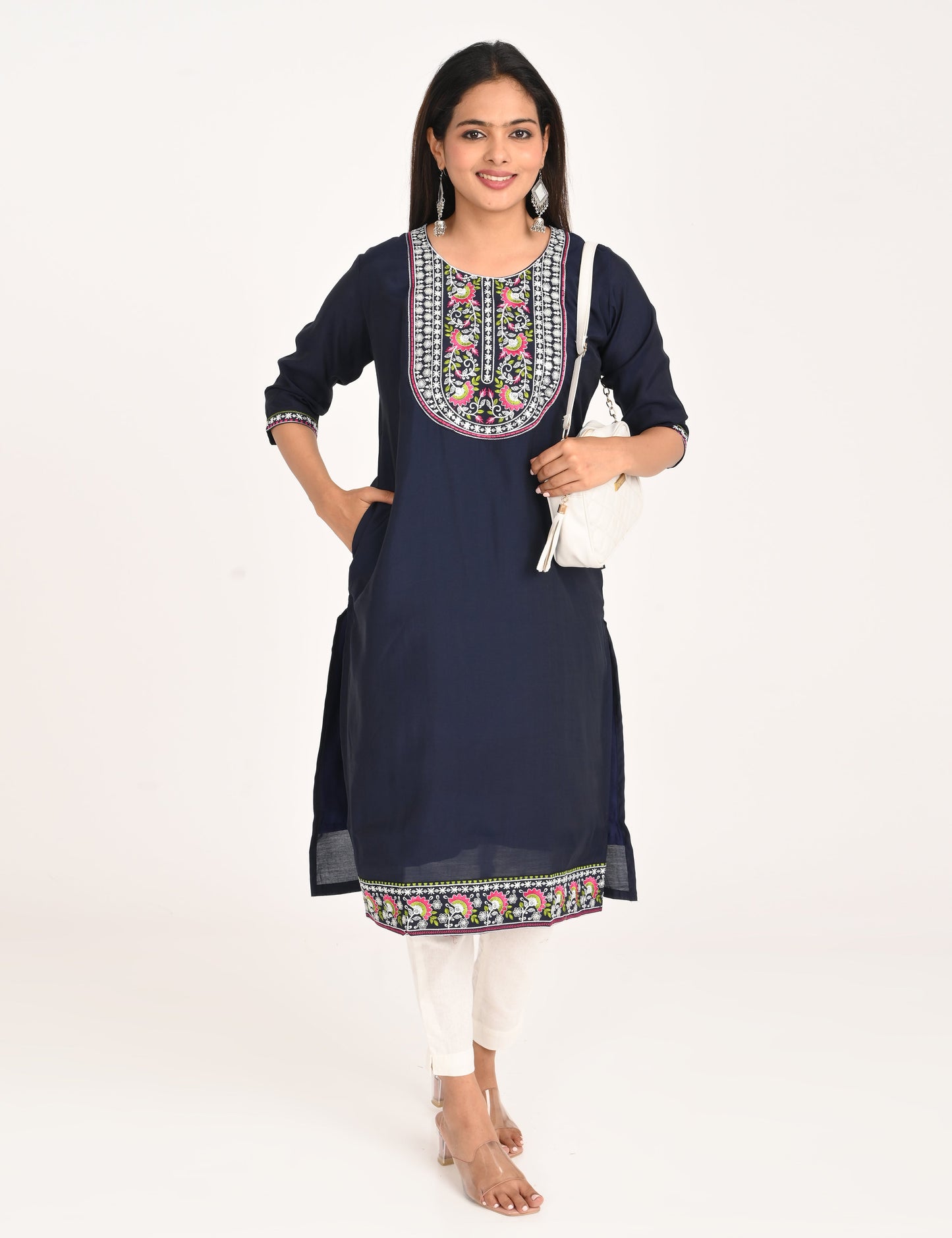 ONVIEW | 1242 | BOUTIQUE WORK SIDE OPEN KURTIS - (DARK BLUE)