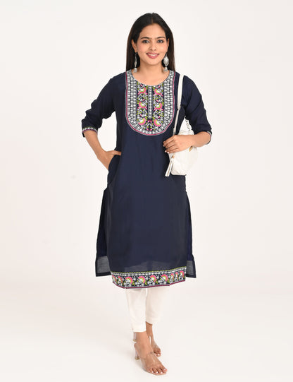 ONVIEW | 1242 | BOUTIQUE WORK SIDE OPEN KURTIS - (DARK BLUE)