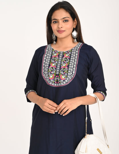 ONVIEW | 1242 | BOUTIQUE WORK SIDE OPEN KURTIS - (DARK BLUE)