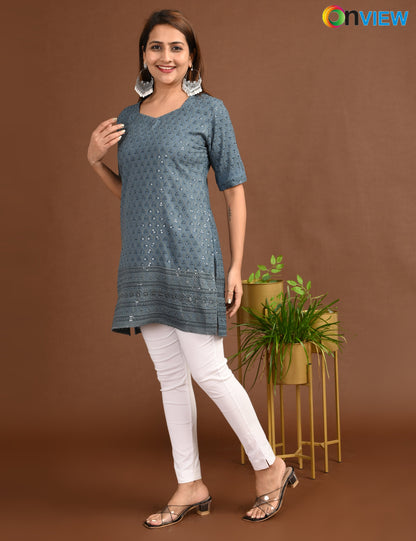 ONVIEW | 1718 | CHIKANKARI SHORT TOP