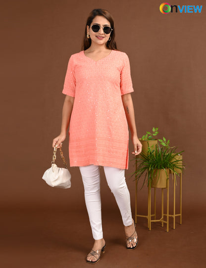 ONVIEW | 1720 | CHIKANKARI SHORT TOP